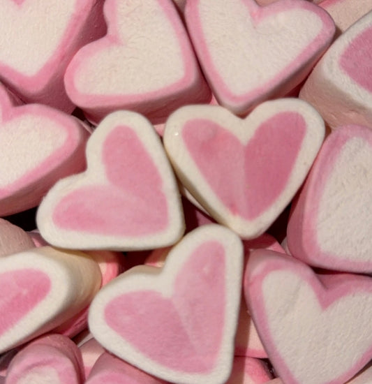 Marshmallow Coeurs Rose Blanc